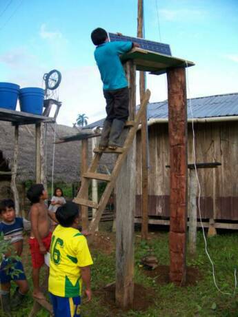 Fotovoltaic solar energy used for community computers in the provinces Morona Santiago and Pastaza Amazon Region Ecuador South America