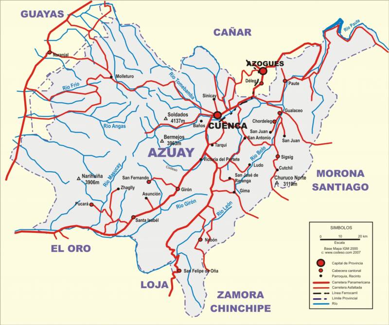 Azuay Mapa Map Landkarte