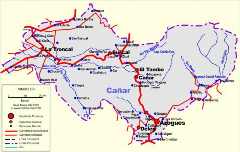 Cañar Province Streetmap Mapa Vial Strassenkarte Map Landkarte Cañar