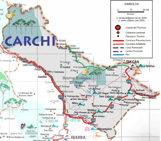 Carchi Mapa de la Provincia Province Provinz Carchi  Mapas maps Landkarten Ecuador Sudamerica South America Sudamerika