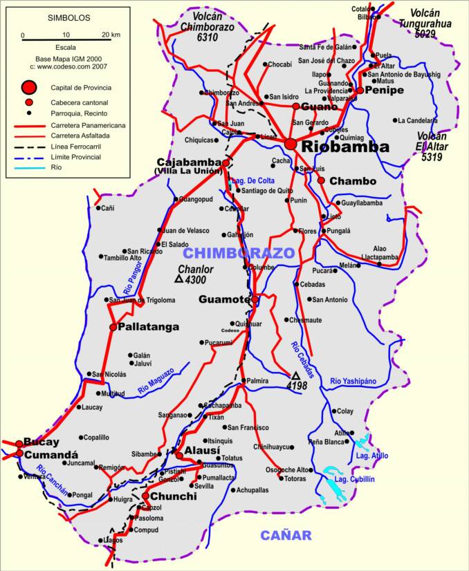 Chimborazo Mapa Provincia Map Province Karte Provinz Landkarte Chimborazo
