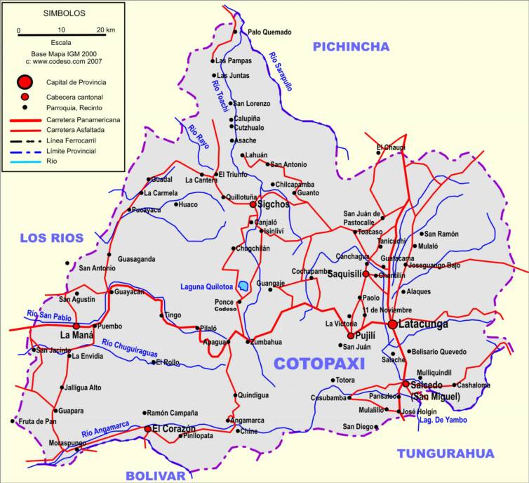 Cotopaxi Mapa Vial Strassenkarte Streetmap Mapa Map Landkarte Cotopaxi