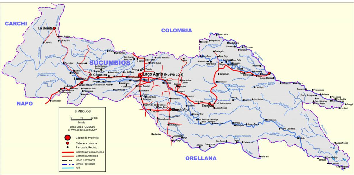 Mapa Map Landkarte Sucumbios