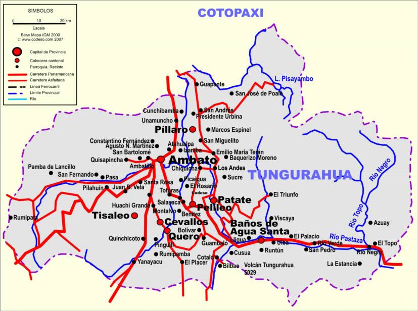 Tungurahua Provincia Province Provinz mapa vial Streetmap Stassenkarte Mapa Map Landkarte Tungurahua