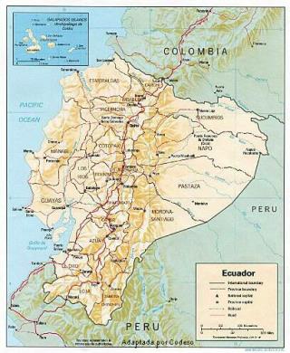 mapa del Ecuador Galapagos