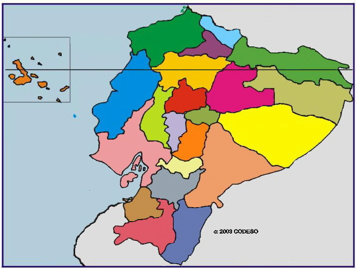 Grafik: Landkarte der Provinzen Ecuador´s und Galapagos
