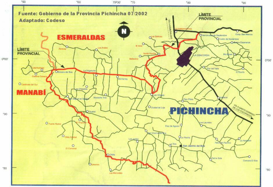 Pichincha Sto. Domingo de los Colorados Esmeraldas La Concordia Karte Mapa Map