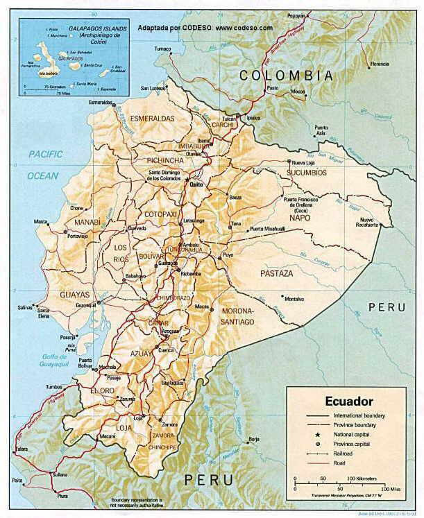 Mapa Map Landkarte Ecuador Galapagos