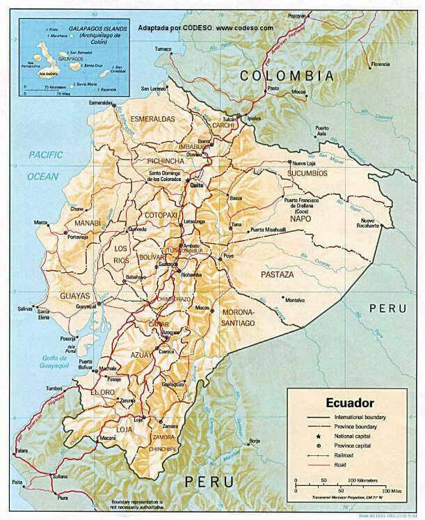 Mapa Map Landkarte Ecuador Galapagos 