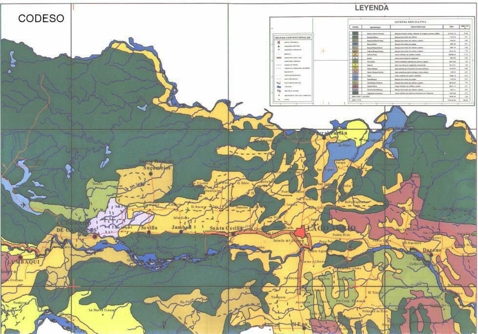 Mapa temático de la Provincia SucumbíosUso de la tierra